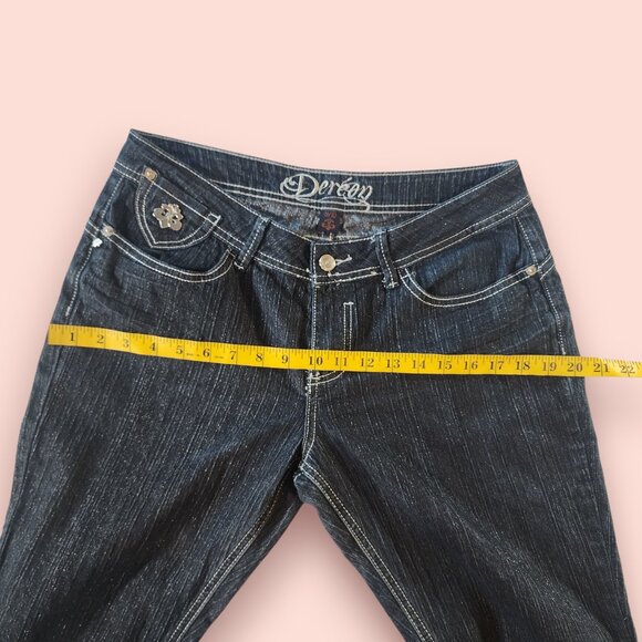 Vintage Y2k mcbling House of Dereon Dark wash boocut jeans size 9/10 hiphop - Picture 4 of 11